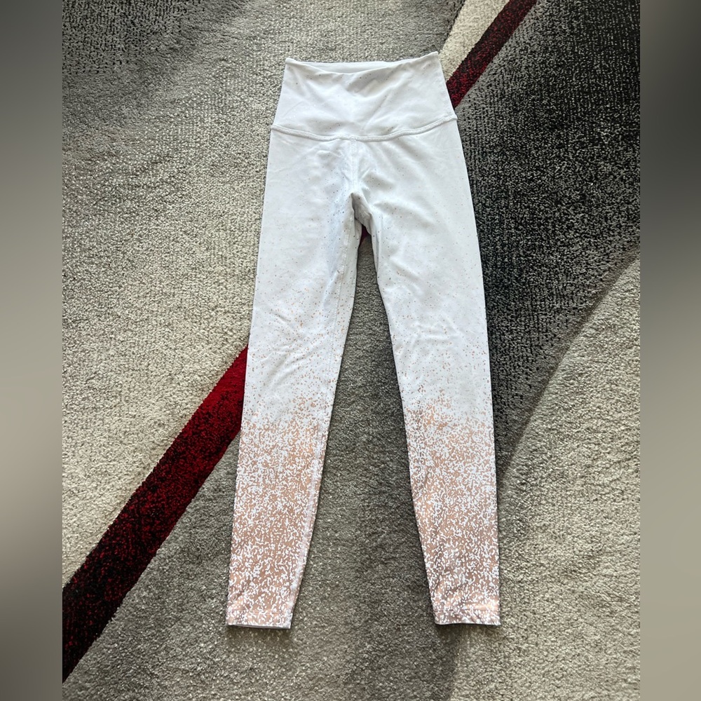 Beyond Yoga White Rose Gold Speckled Print Leggings